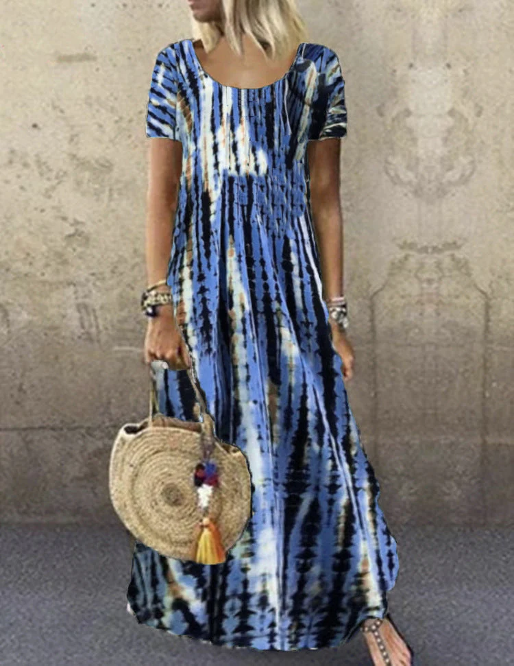 Heidi-Mode | Kurzarm Gemustertes Maxikleid - Image 12