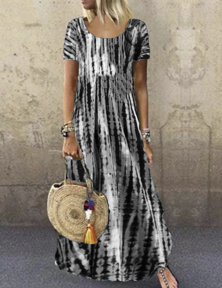 Heidi-Mode | Kurzarm Gemustertes Maxikleid - Image 3