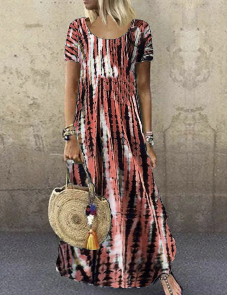 Heidi-Mode | Kurzarm Gemustertes Maxikleid - Image 7