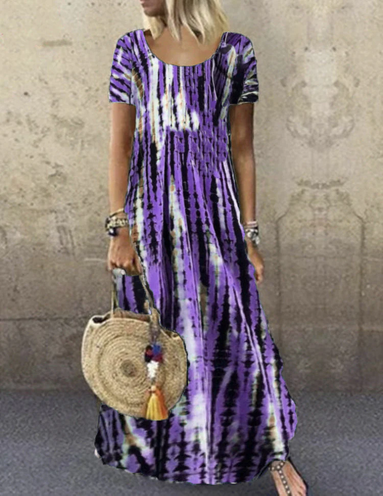 Heidi-Mode | Kurzarm Gemustertes Maxikleid - Image 8