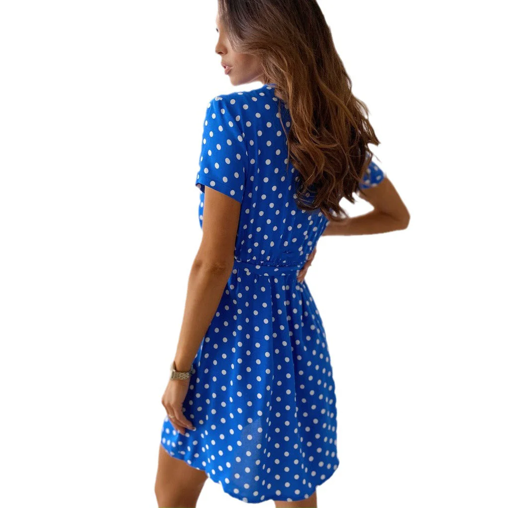 Heidi-Mode | Kurzarm V-Neck Gummizug Bindekleid - Image 3