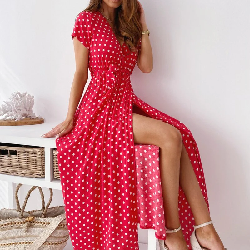 Heidi-Mode | Kurzarm Wickelkleid mit Punkten - Image 3