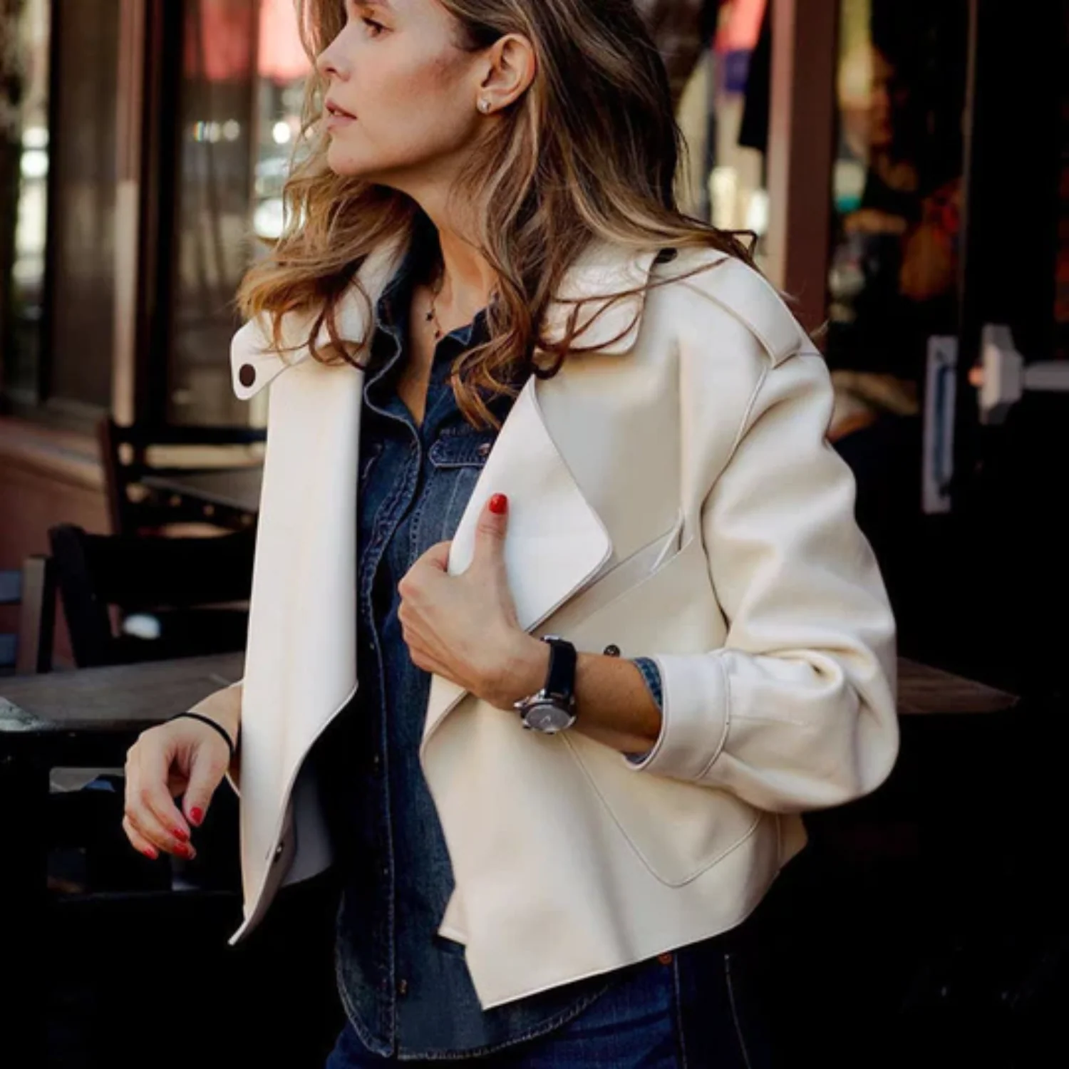 Heidi-Mode | Kurze Damenjacke Eine Lässige Lederjacke für Damen - Image 6