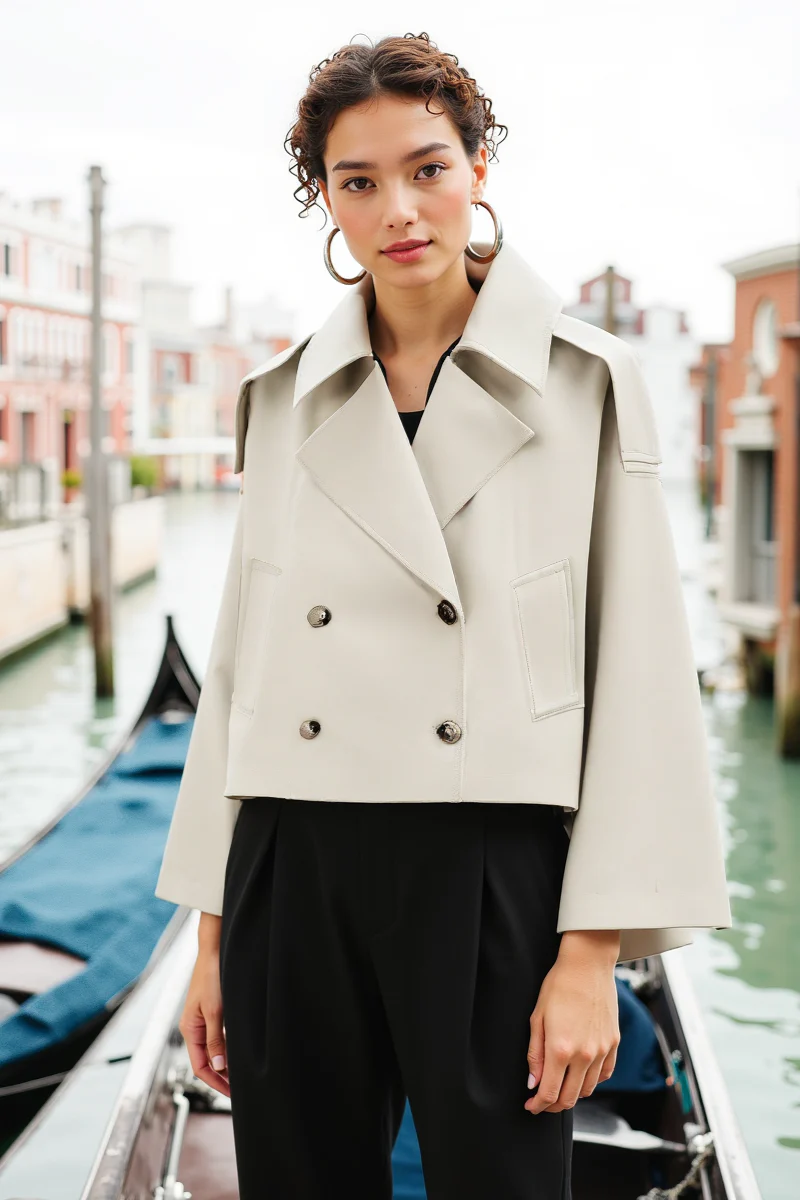 Heidi-Mode | Kurzer Trenchcoat mit Doppelreiher Elegant & Zeitlos - Image 6