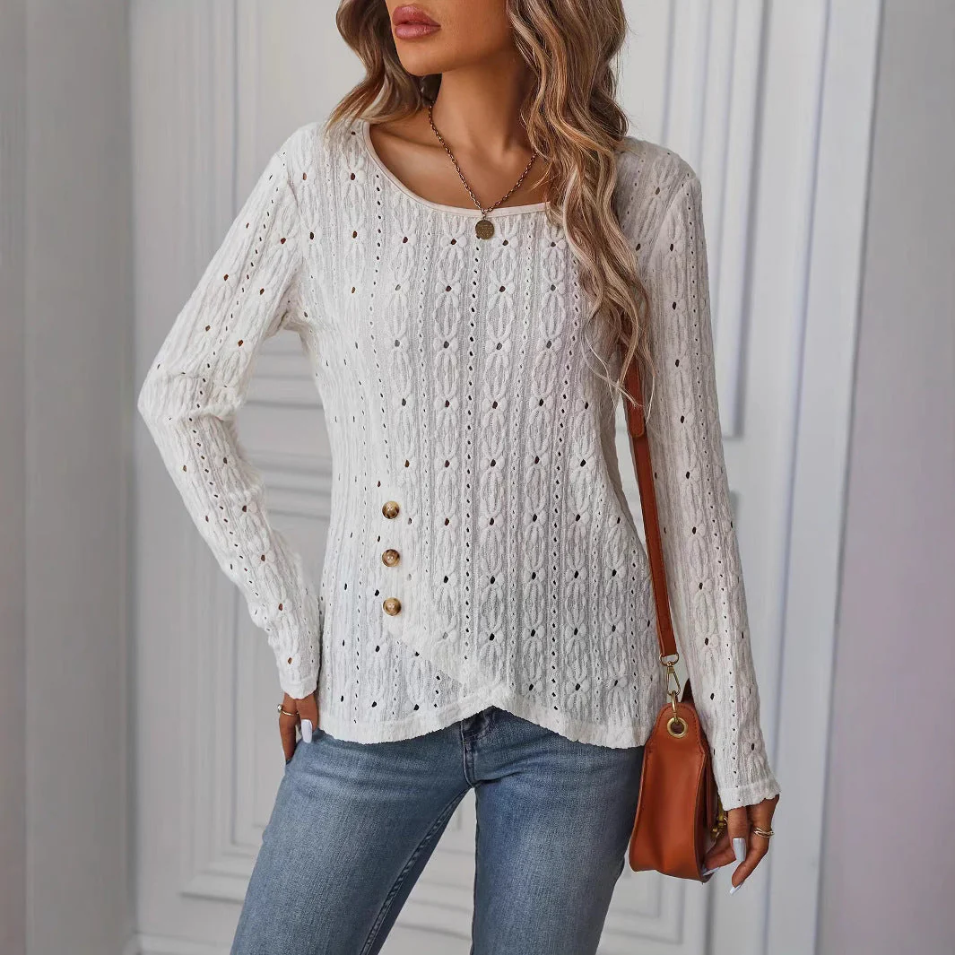 Heidi-Mode | Langarm Strickjacquard Knopfoberteil