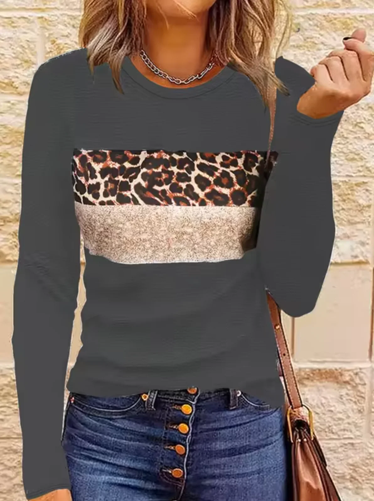 Heidi-Mode | Langarm-T-Shirt mit Leopardenmuster