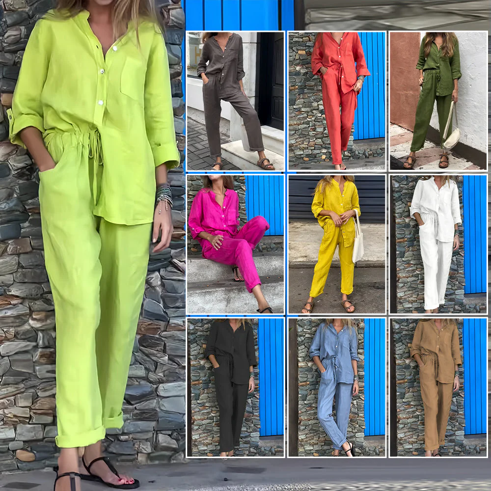 Heidi-Mode | Langarmhemd und Hose Aus Baumwolle und Leinen für Damen - Image 10