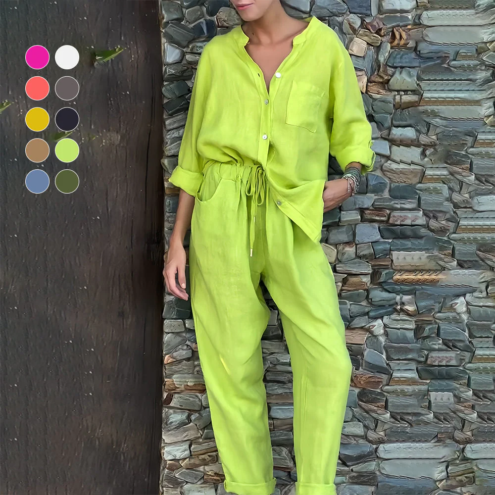 Heidi-Mode | Langarmhemd und Hose Aus Baumwolle und Leinen für Damen - Image 11