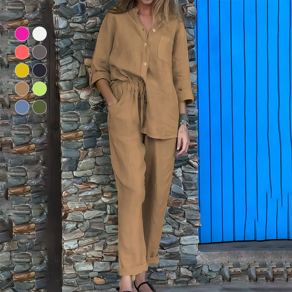 Heidi-Mode | Langarmhemd und Hose Aus Baumwolle und Leinen für Damen - Image 14