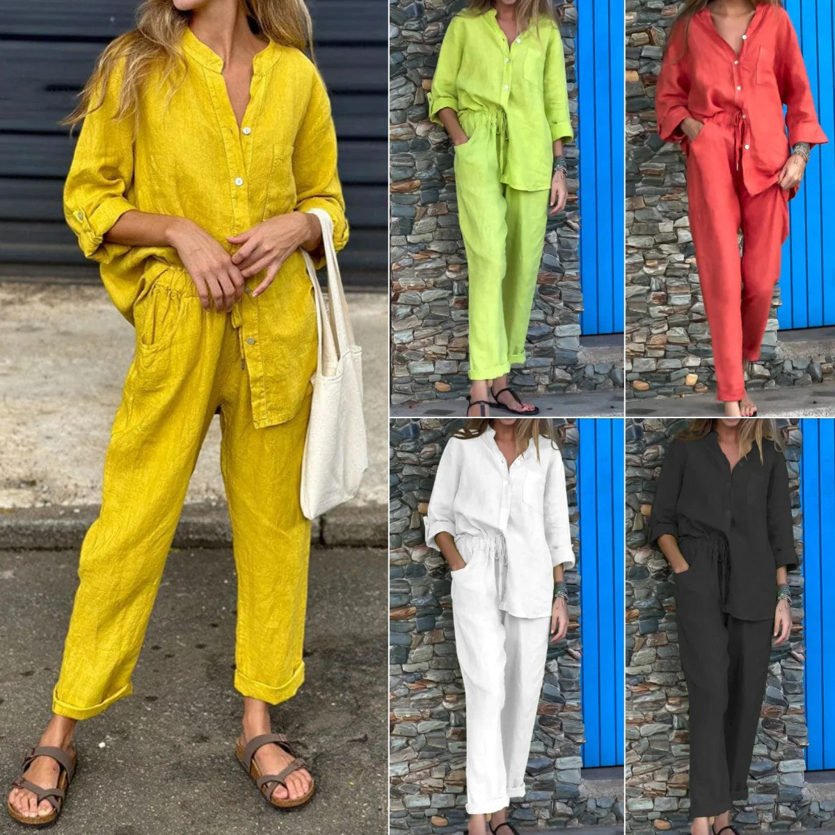 Heidi-Mode | Langarmhemd und Hose Aus Baumwolle und Leinen für Damen - Image 3