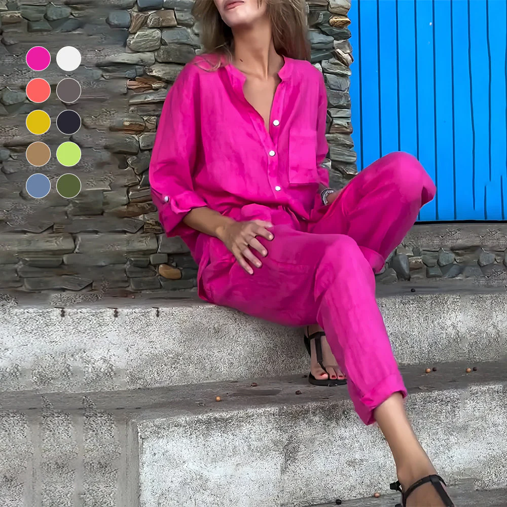 Heidi-Mode | Langarmhemd und Hose Aus Baumwolle und Leinen für Damen - Image 6