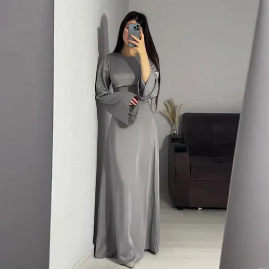 Heidi-Mode | Lange Frauenkleider Aus Satin Stil - Image 2