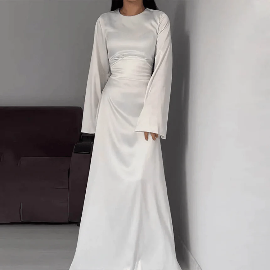 Heidi-Mode | Lange Satin Damenkleid Elegantes Design & Bequem - Image 6