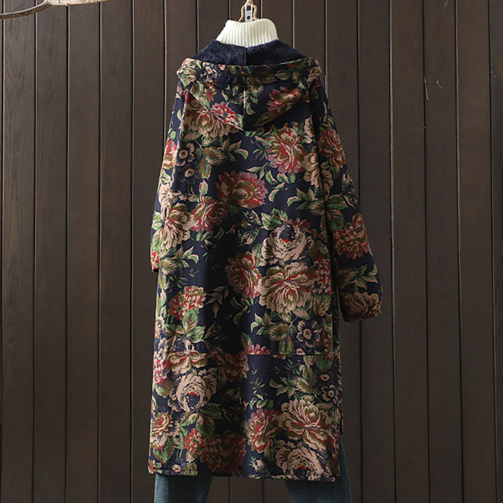 Heidi-Mode | Langer Mantel Im Vintage-Stil mit Blumendruck - Image 4