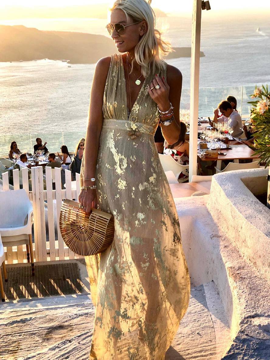 Heidi-Mode | Langes Kleid Bronzage Glänzend Pailletten V-Ausschnitt Ohne Ärmel Elegante Damen Abendkleid Strand - Image 8