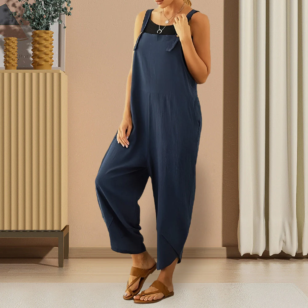 Heidi-Mode | Lässiger, Lockerer Overall In Volltonfarbe für Damen - Image 10