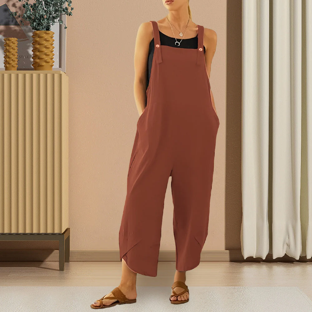 Heidi-Mode | Lässiger, Lockerer Overall In Volltonfarbe für Damen - Image 12
