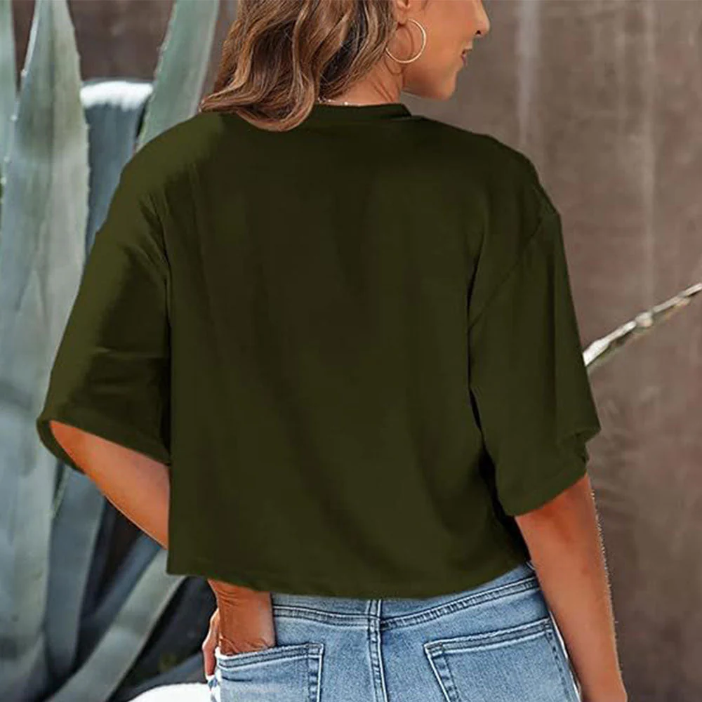 Heidi-Mode | Lässiges, Einfarbiges, Kurzes T-Shirt mit Rundhalsausschnitt für Damen - Image 7