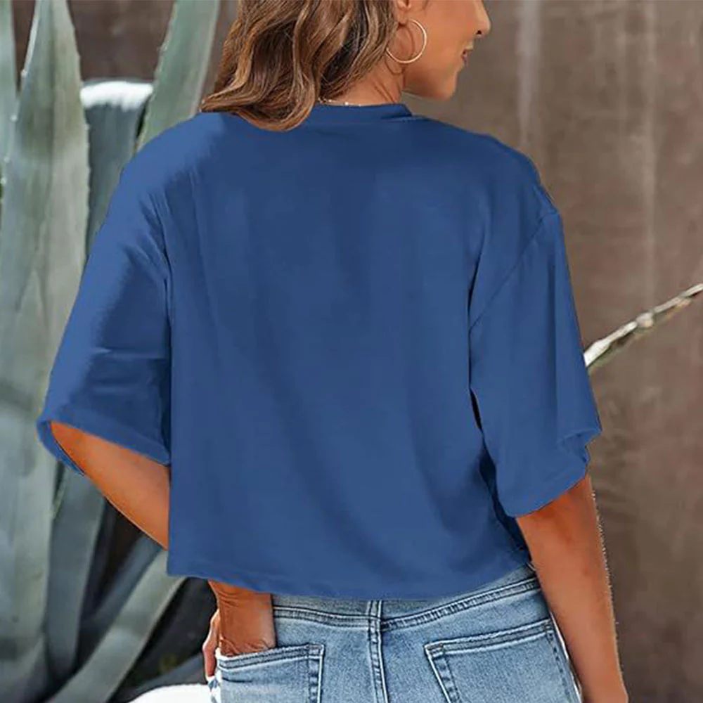 Heidi-Mode | Lässiges, Einfarbiges, Kurzes T-Shirt mit Rundhalsausschnitt für Damen - Image 8
