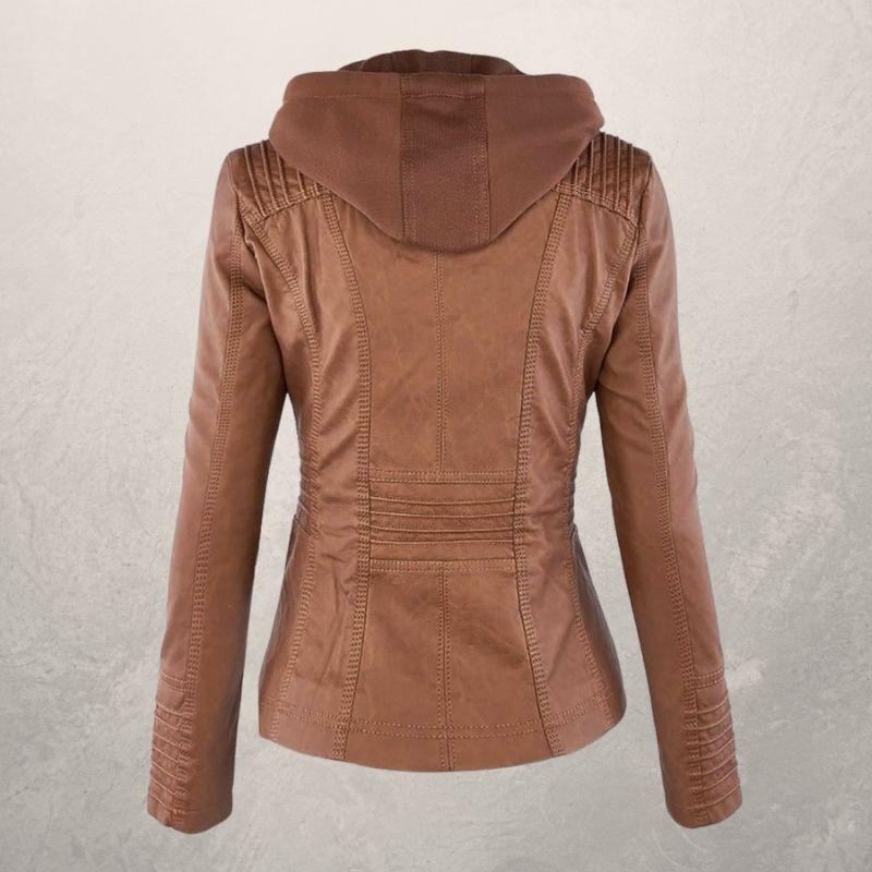 Heidi-Mode | Lederjacke - Kunstleder Slim Fit Kapuzenzip-Jacke