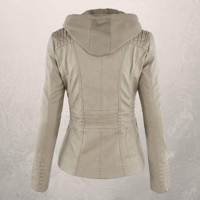 Heidi-Mode | Lederjacke - Kunstleder Slim Fit Kapuzenzip-Jacke - Image 5
