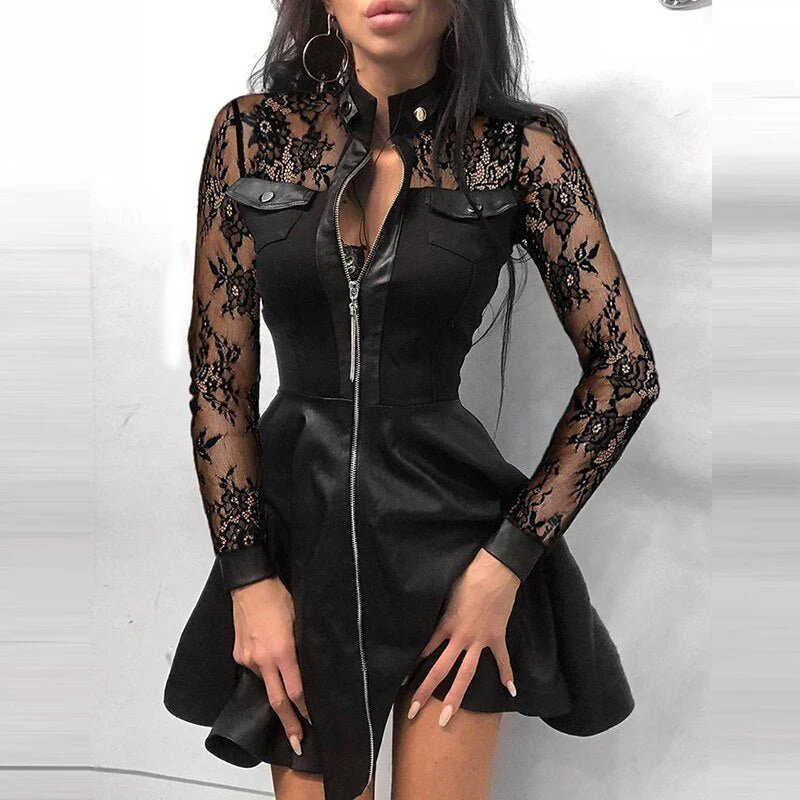 Heidi-Mode | Leder-Reißverschluss Minikleid - Image 9