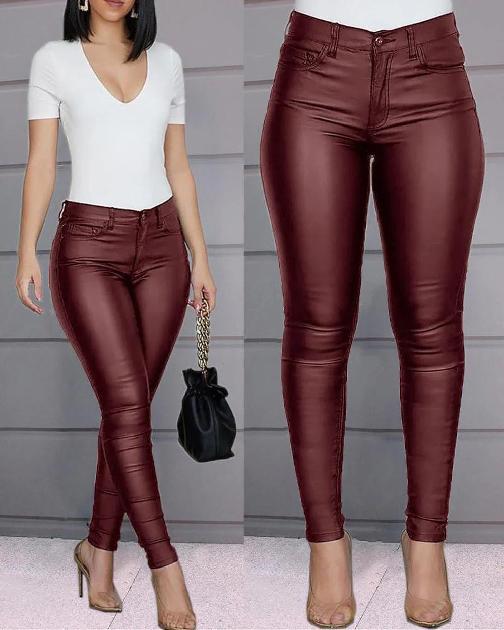 Heidi-Mode | Lederähnliche, Figurbetonte Leggings mit Hohem Bund