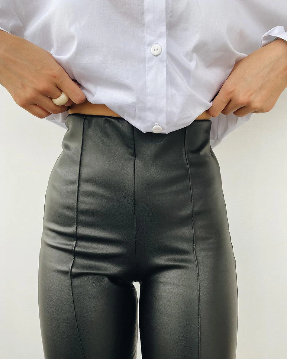 Heidi-Mode | Lederleggings Lederstretchleggings mit Fleece für Den Herbst - Image 2