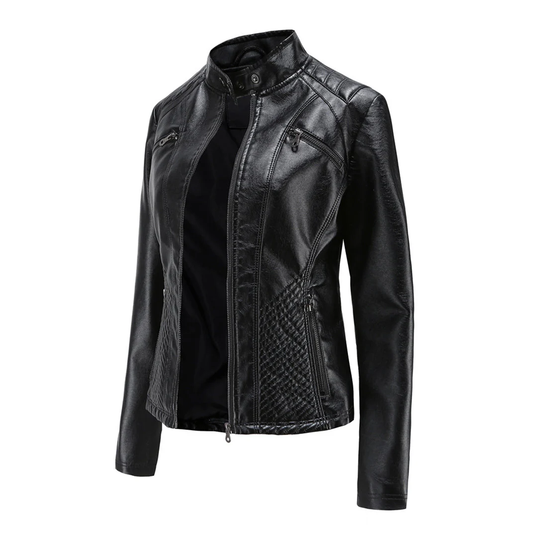 Heidi-Mode | Lederjacke für Damen - Modische Jacke mit Reißverschluss