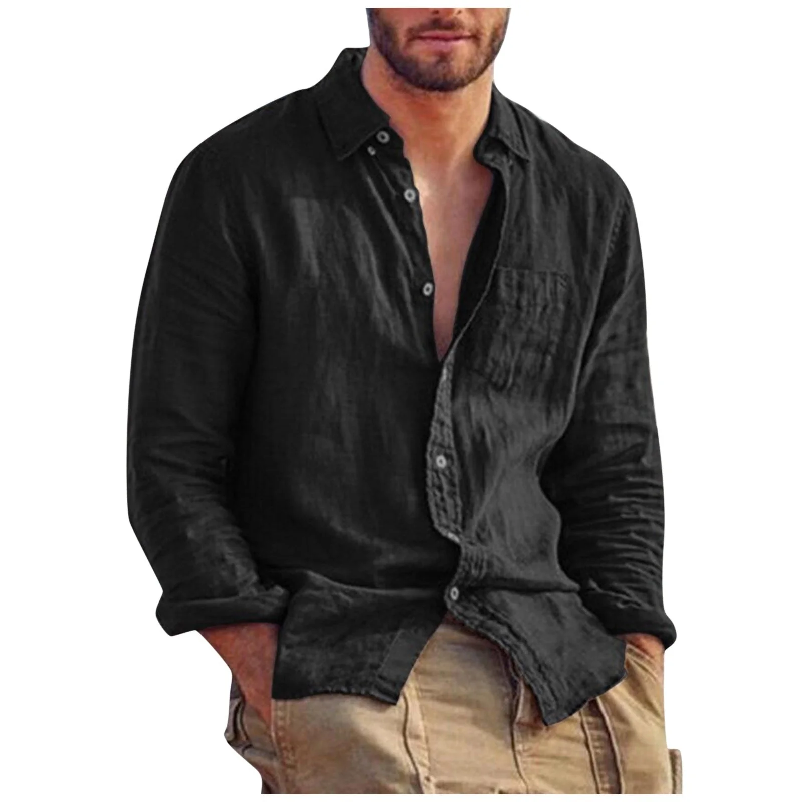 Heidi-Mode | Leinen T-Shirt V-Ausschnitt Herren - Image 2