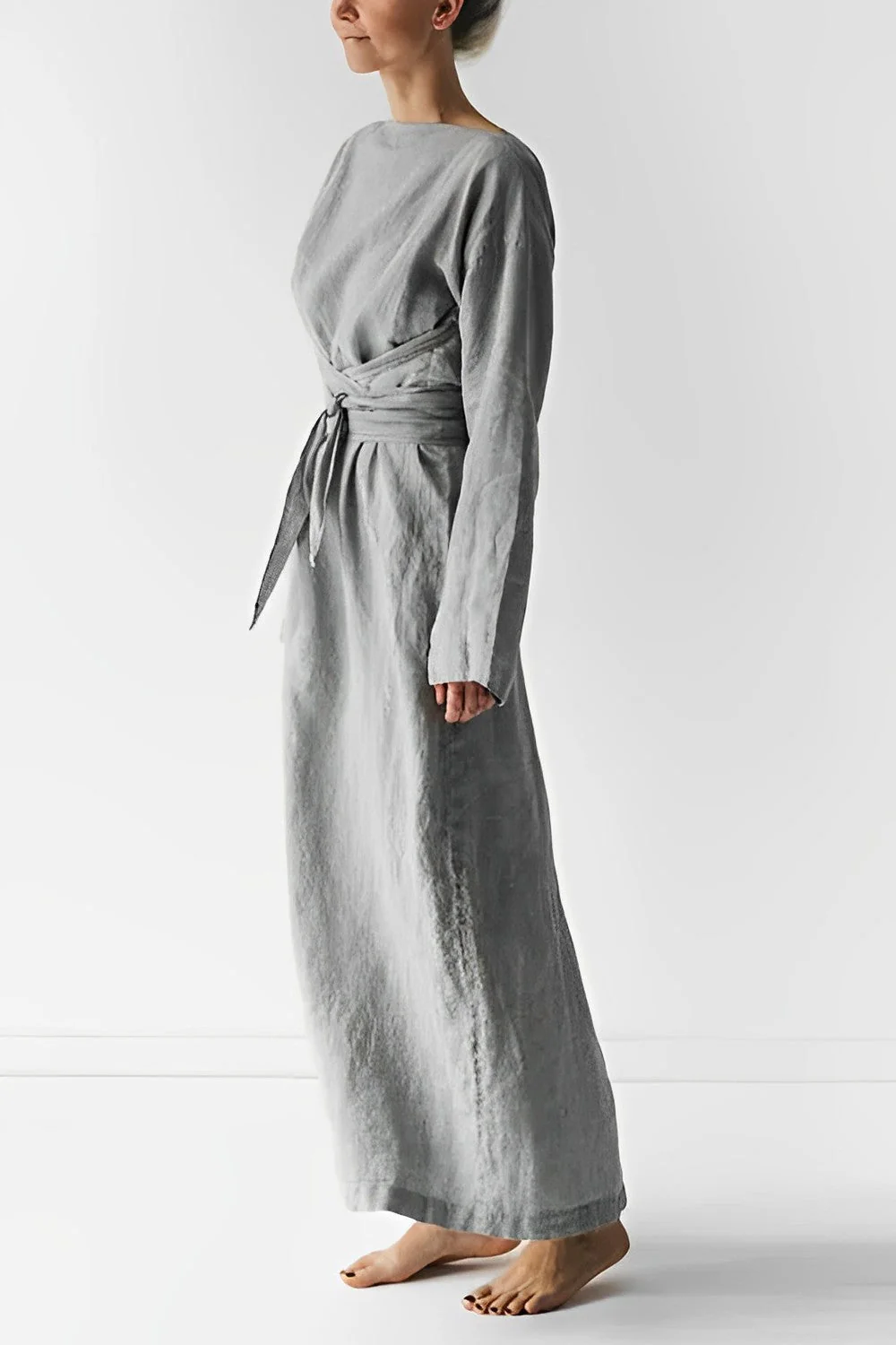 Heidi-Mode | Leinen Wickel Maxikleid - Image 4