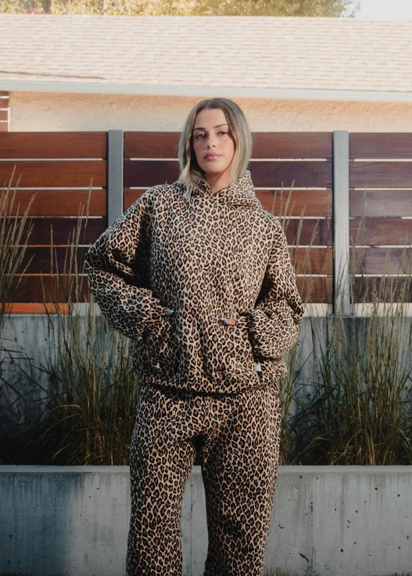 Heidi-Mode | Leopardenmuster Hoodie und Jogginghose Set für Damen