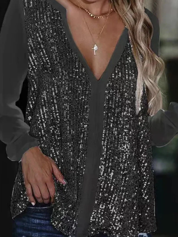 Heidi-Mode | Locker Fallende Damenbluse mit V-Ausschnitt Elegantes Top - Image 2