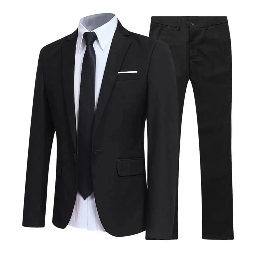 Heidi-Mode | Locker Geschnittenes Anzug Satz mit Revers Blazer und Hose für Männer - Image 3