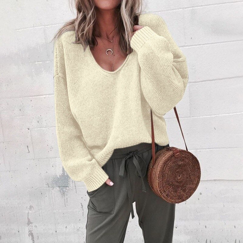 Heidi-Mode | Lose V-Ausschnitt Stricktop Pullover - Image 3