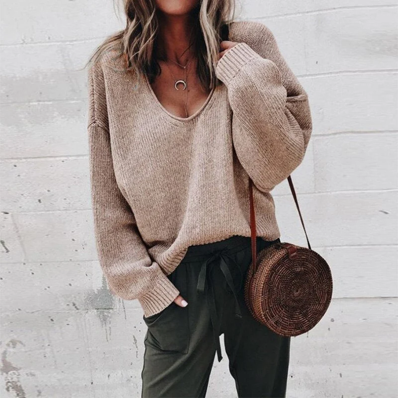 Heidi-Mode | Lose V-Ausschnitt Stricktop Pullover - Image 5