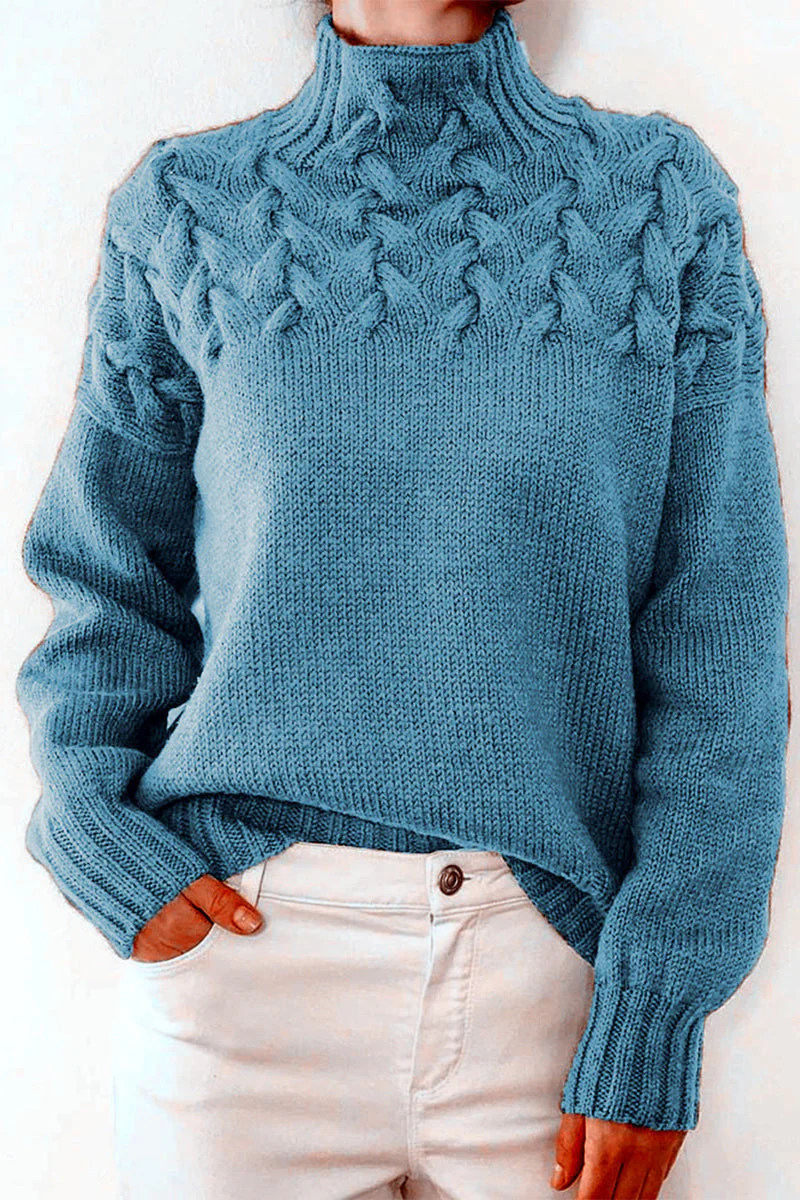 Heidi-Mode | Lässiger Einfarbiger Strickpullover mit Rollkragen - 11 Farben - Image 10