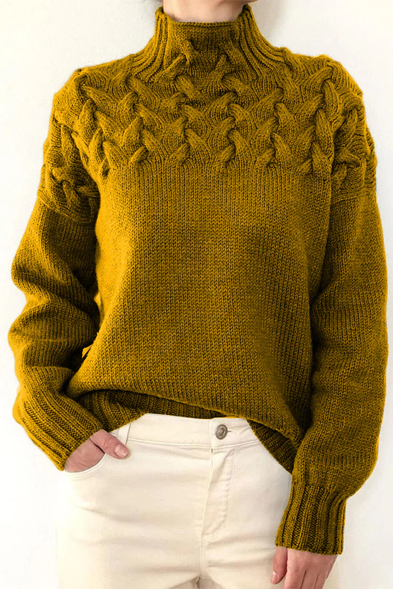 Heidi-Mode | Lässiger Einfarbiger Strickpullover mit Rollkragen - 11 Farben - Image 11