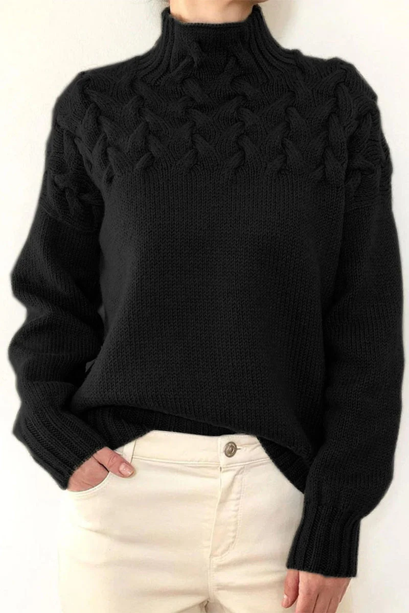 Heidi-Mode | Lässiger Einfarbiger Strickpullover mit Rollkragen - 11 Farben - Image 7