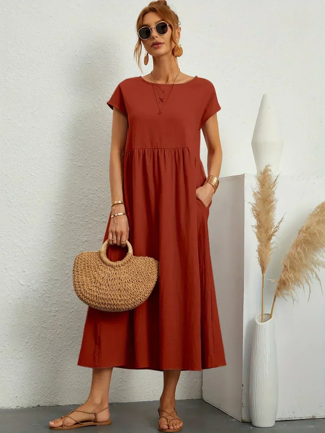Heidi-Mode | Casual Elegant Baumwolle und Leinenkleid - Image 6