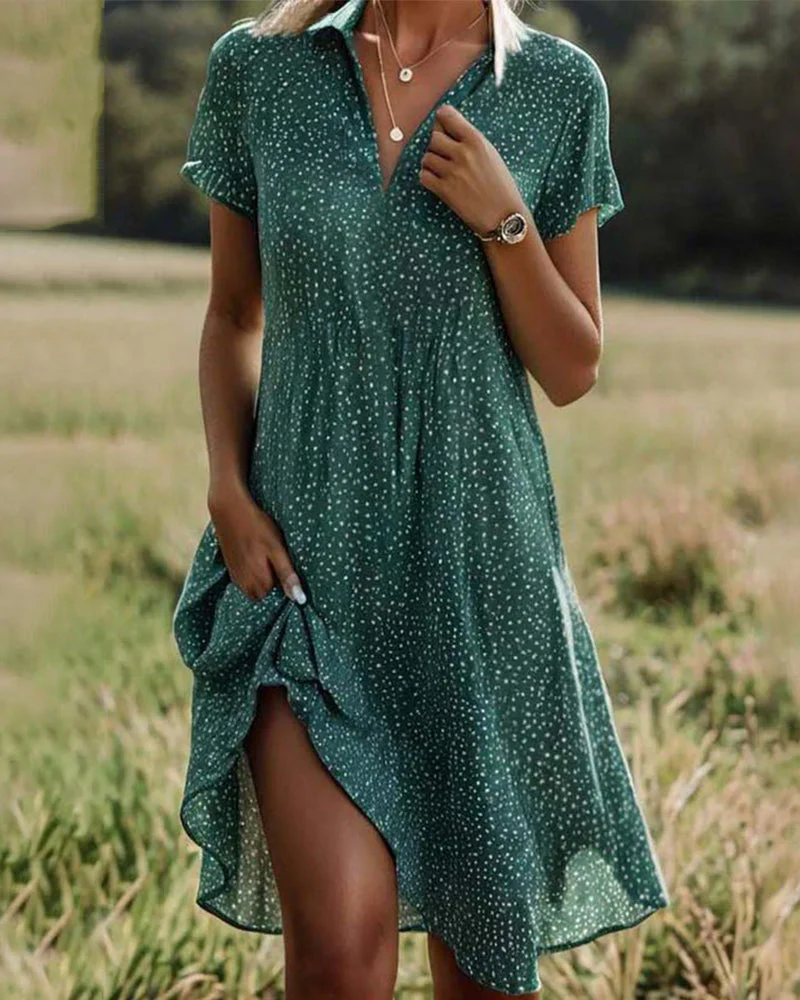 Heidi-Mode | Lässiges Grünes Kleid mit Hemdkragen - Image 4