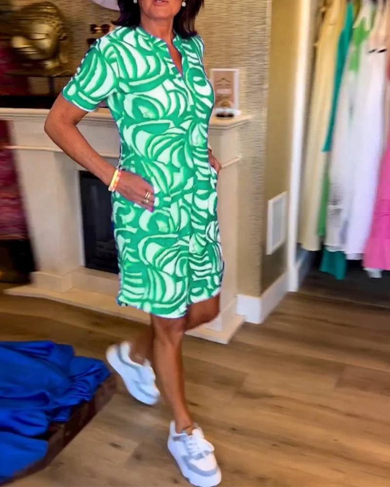 Heidi-Mode | Lässiges Kurzärmeliges Kleid mit Print - Image 11