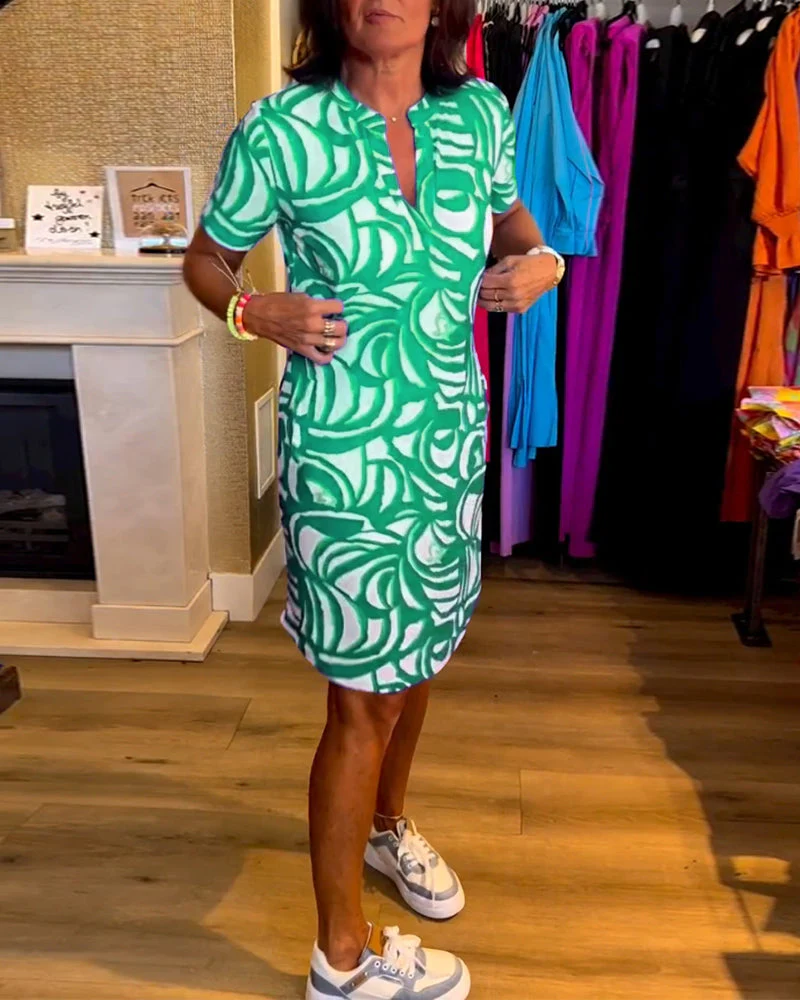 Heidi-Mode | Lässiges Kurzärmeliges Kleid mit Print - Image 13