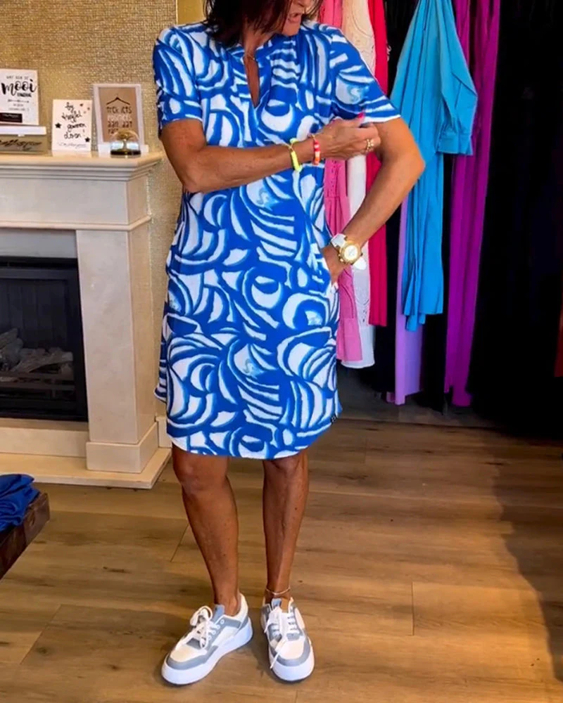 Heidi-Mode | Lässiges Kurzärmeliges Kleid mit Print - Image 8
