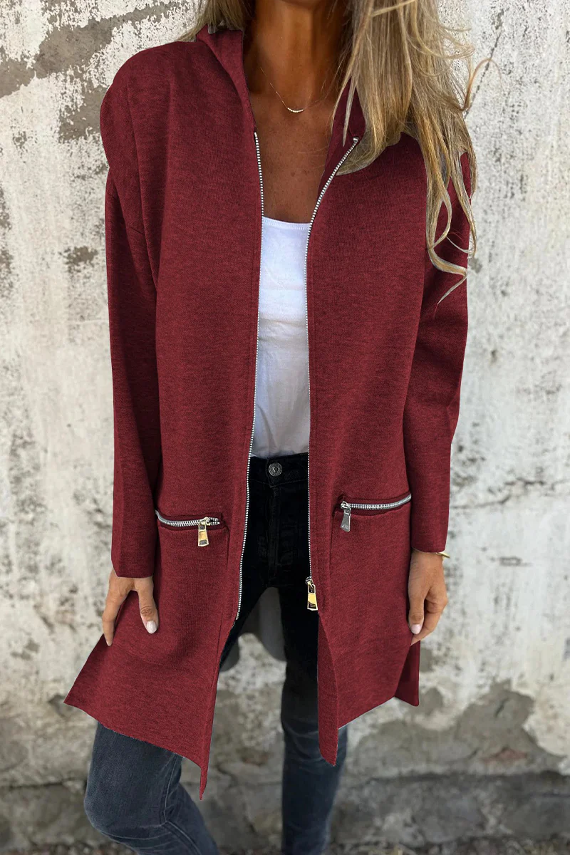 Heidi-Mode | Lässige Tägliche Schlitz Reißverschluss Kapuzenoberbekleidung - 9 Farben - Image 11