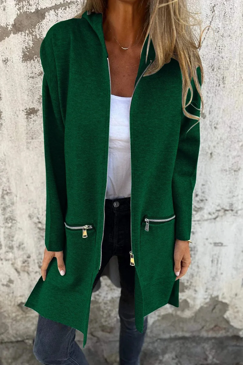Heidi-Mode | Lässige Tägliche Schlitz Reißverschluss Kapuzenoberbekleidung - 9 Farben - Image 12
