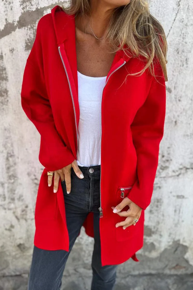 Heidi-Mode | Lässige Tägliche Schlitz Reißverschluss Kapuzenoberbekleidung - 9 Farben - Image 6