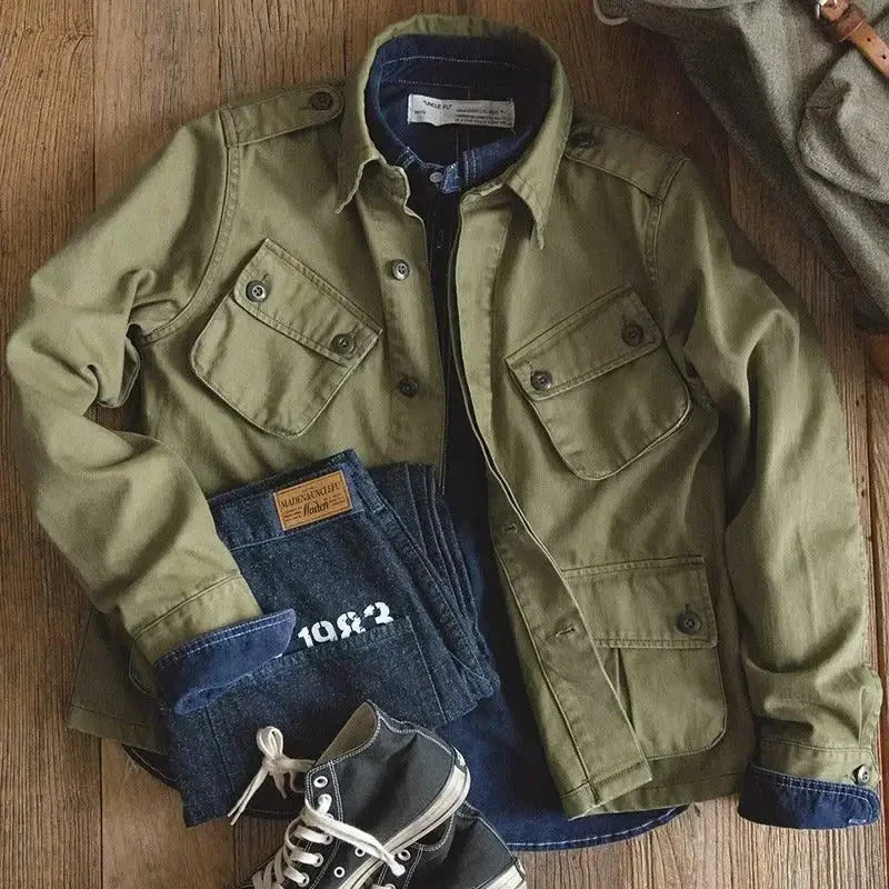 Heidi-Mode | Lässige Multifunktions Grüne Militärjacke für Männer - Image 2