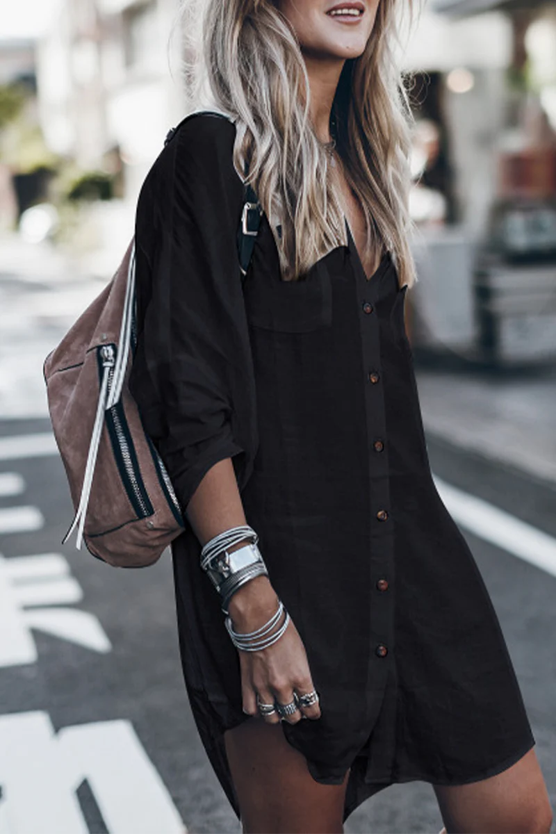 Heidi-Mode | Lässiger Street Solid Knot Split Badeanzug Überwurf - Image 6