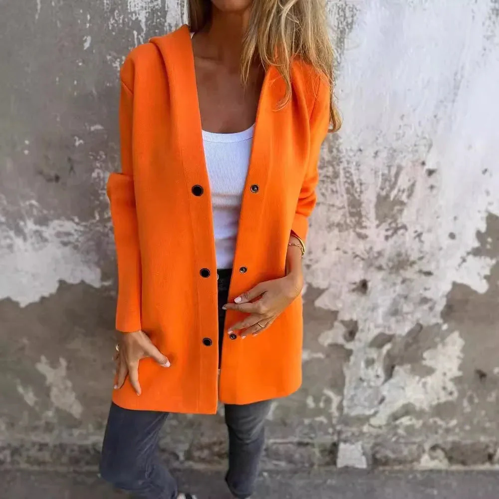 Heidi-Mode | Lässiger Einreihiger Cardigan mit Kapuze - Image 2